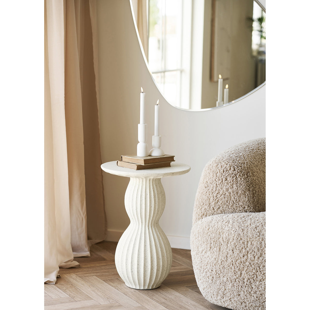 Bruno Beistelltisch rund – Fiberclay Weiß, ø 40 × 55 cm – Ansicht 5