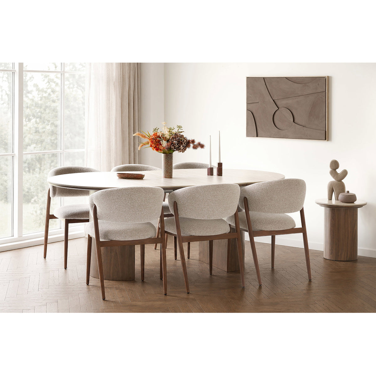 Bianca Beistelltisch rund – Keramik Travertin/Dunkelbraun, ø 45 × 50 cm – Ansicht 7