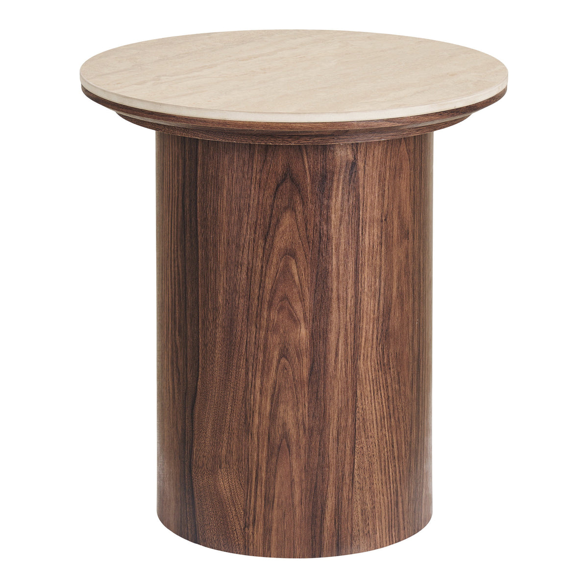 Bianca Beistelltisch rund – Keramik Travertin/Dunkelbraun, ø 45 × 50 cm von Luiva Living