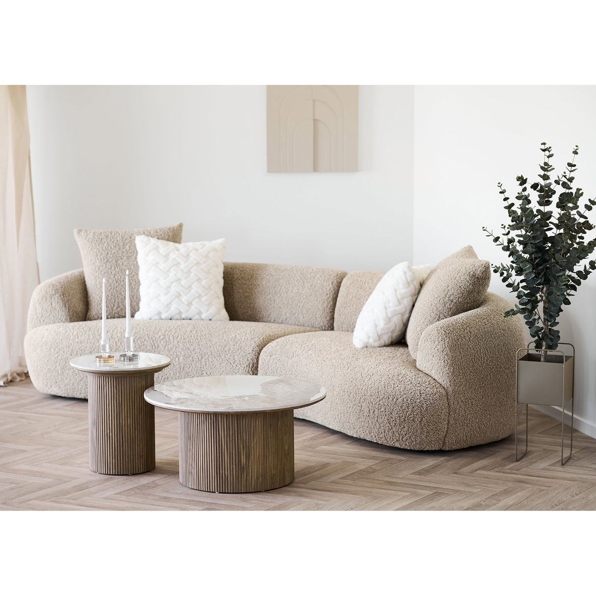 Eila Beistelltisch rund – Keramik Weiß/Braun, ø 45 × 50 cm – Ansicht 5