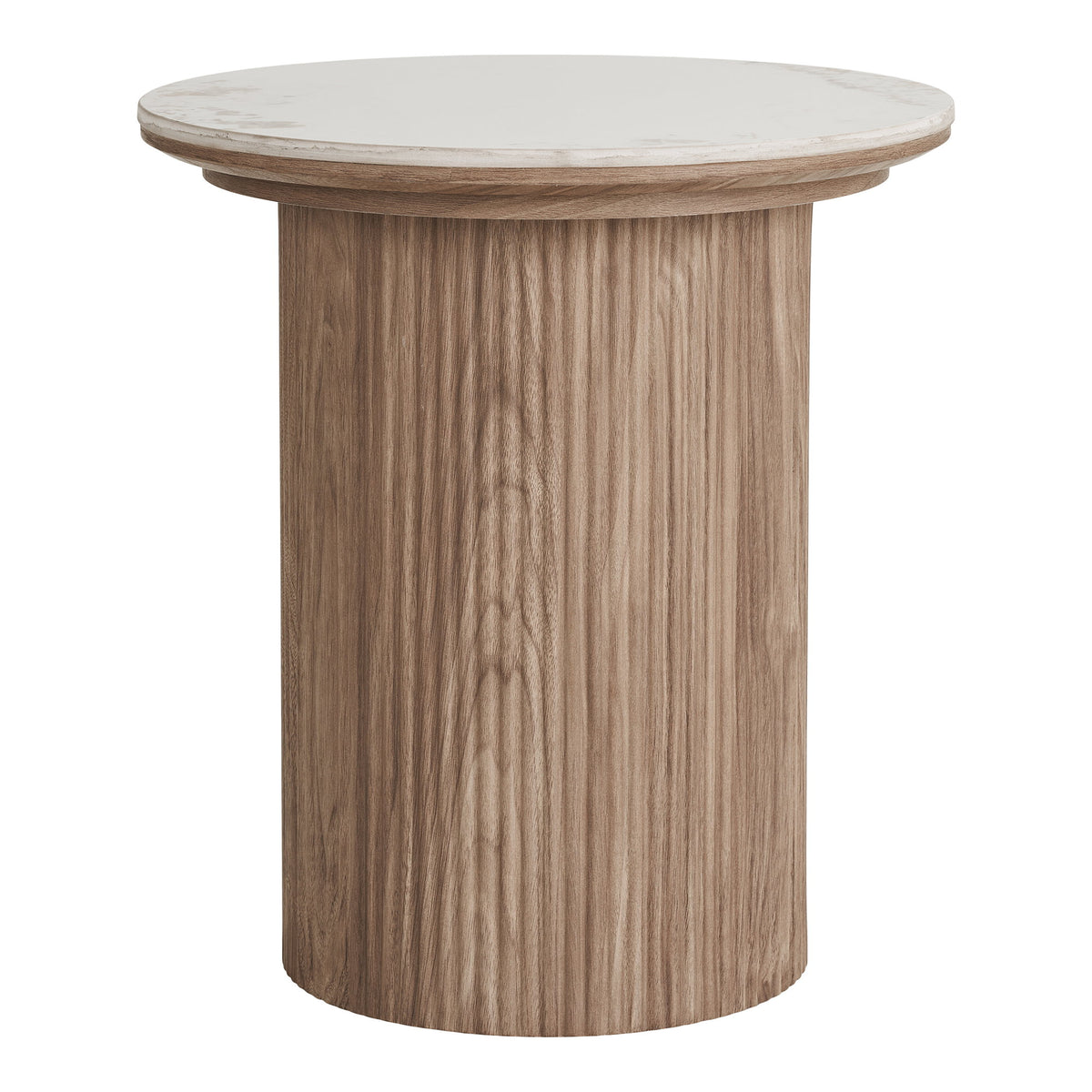 Eila Beistelltisch rund – Keramik Weiß/Braun, ø 45 × 50 cm – Ansicht 2