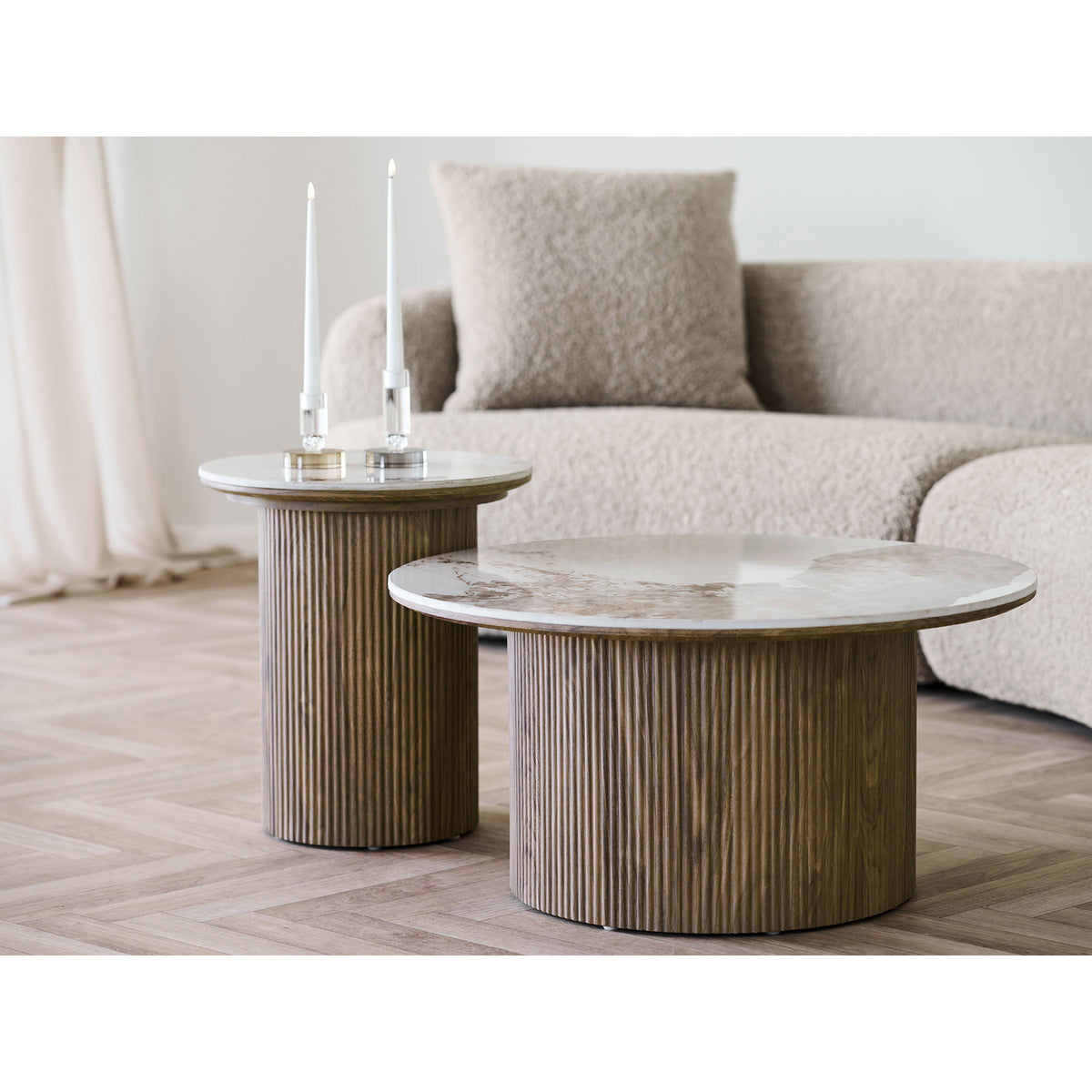 Eila Beistelltisch rund – Keramik Weiß/Braun, ø 45 × 50 cm – Ansicht 6