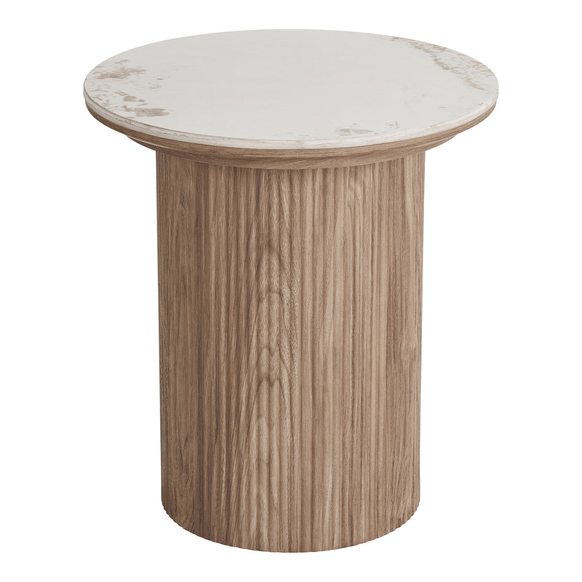 Eila Beistelltisch rund – Keramik Weiß/Braun, ø 45 × 50 cm von Luiva Living
