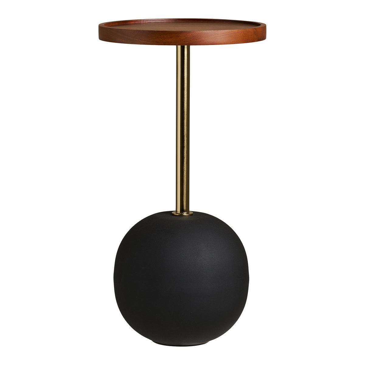Colin Beistelltisch rund – Mangoholz/Stahl Schwarz/Messingoptik/Dunkelbraun, ø 30 × 56 cm – Ansicht 2