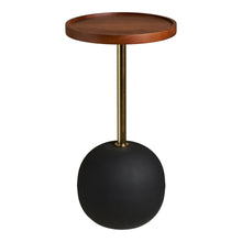 Colin Beistelltisch rund – Mangoholz/Stahl Schwarz/Messingoptik/Dunkelbraun, ø 30 × 56 cm von Luiva Living