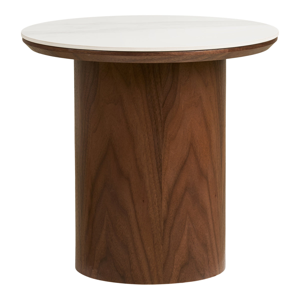 Klara Beistelltisch rund – Keramik/Eschenfurnier Weiß/Dunkelbraun, ø 40 × 38 cm – Ansicht 2