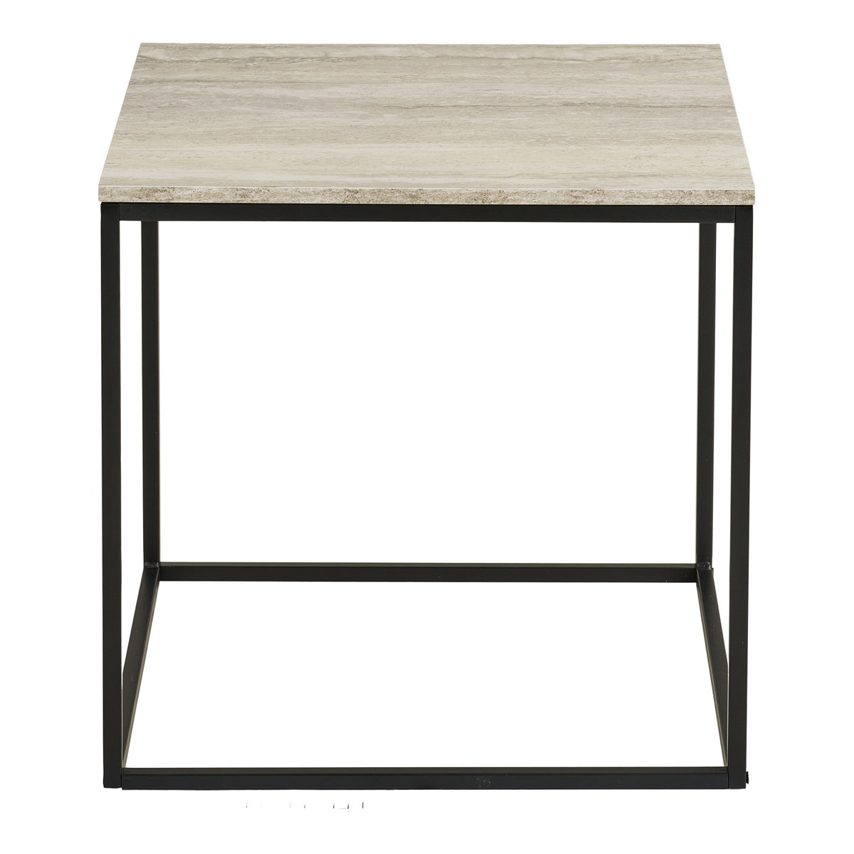 Sami Beistelltisch – Travertinoptik Beige, Gestell Schwarz, 45 × 45 × 45 cm – Ansicht 2