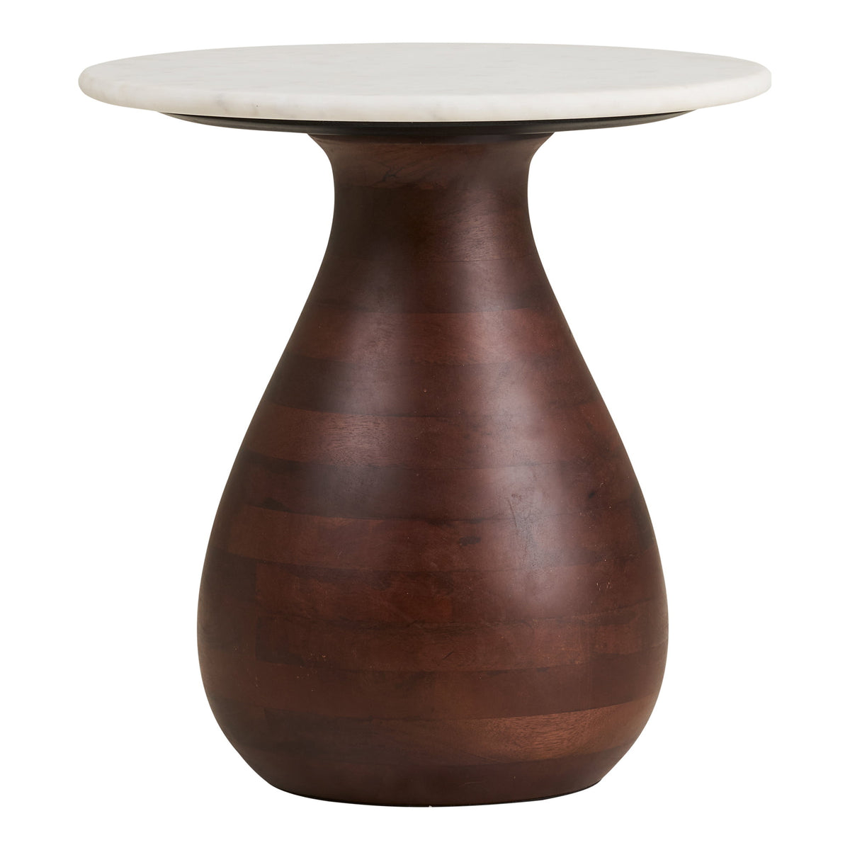 Aina Beistelltisch rund – Mangoholz/Marmor Dunkelbraun/Weiß, ø 40 × 41 cm – Ansicht 2