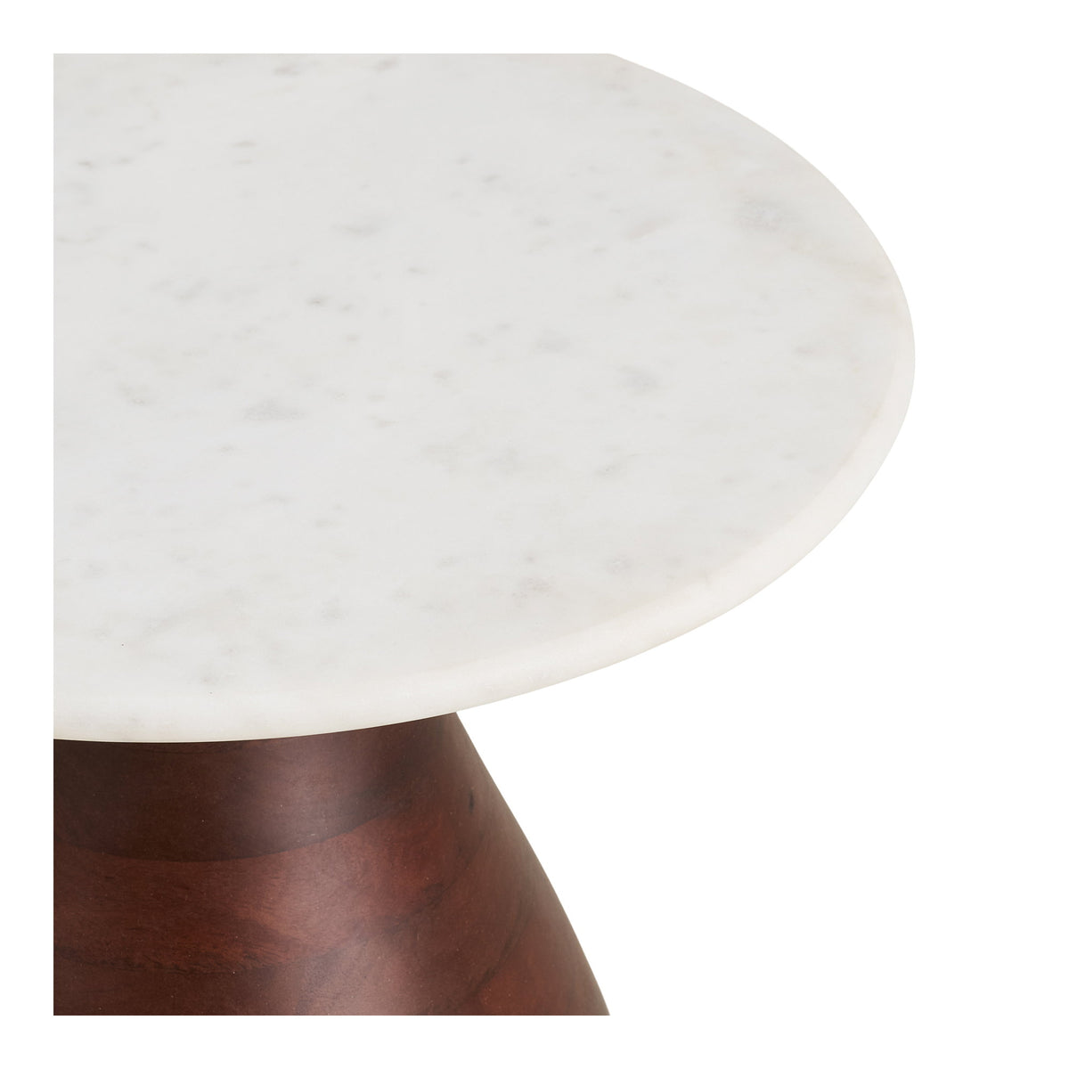 Aina Beistelltisch rund – Mangoholz/Marmor Dunkelbraun/Weiß, ø 40 × 41 cm – Ansicht 3