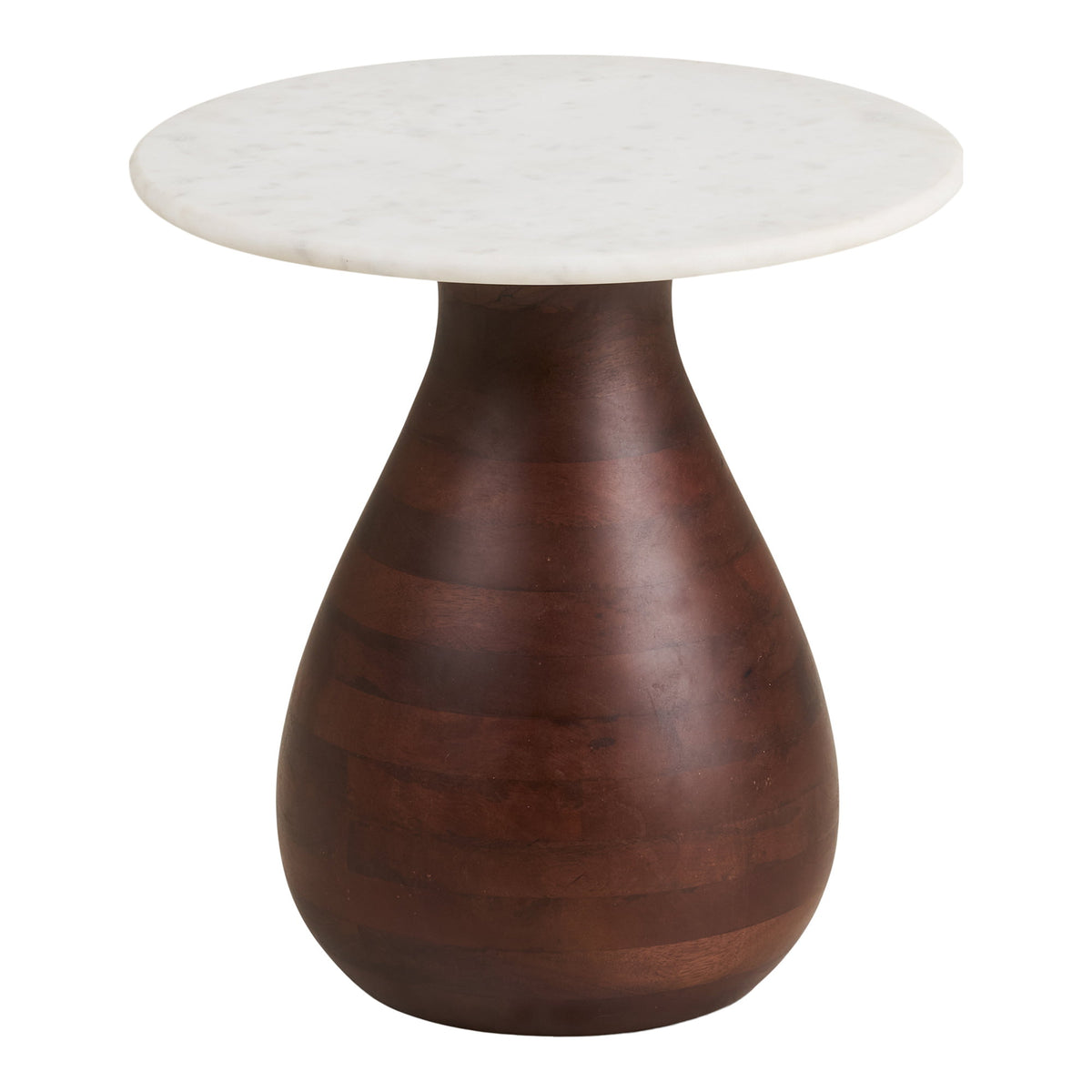 Aina Beistelltisch rund – Mangoholz/Marmor Dunkelbraun/Weiß, ø 40 × 41 cm von Luiva Living