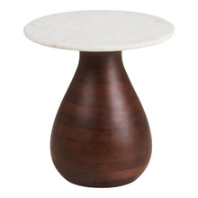 Aina Beistelltisch rund – Mangoholz/Marmor Dunkelbraun/Weiß, ø 40 × 41 cm von Luiva Living
