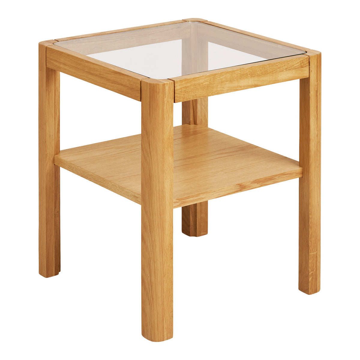 Rocco Beistelltisch – Eiche/Sicherheitsglas Natur, 40 × 40 × 45 cm von Luiva Living