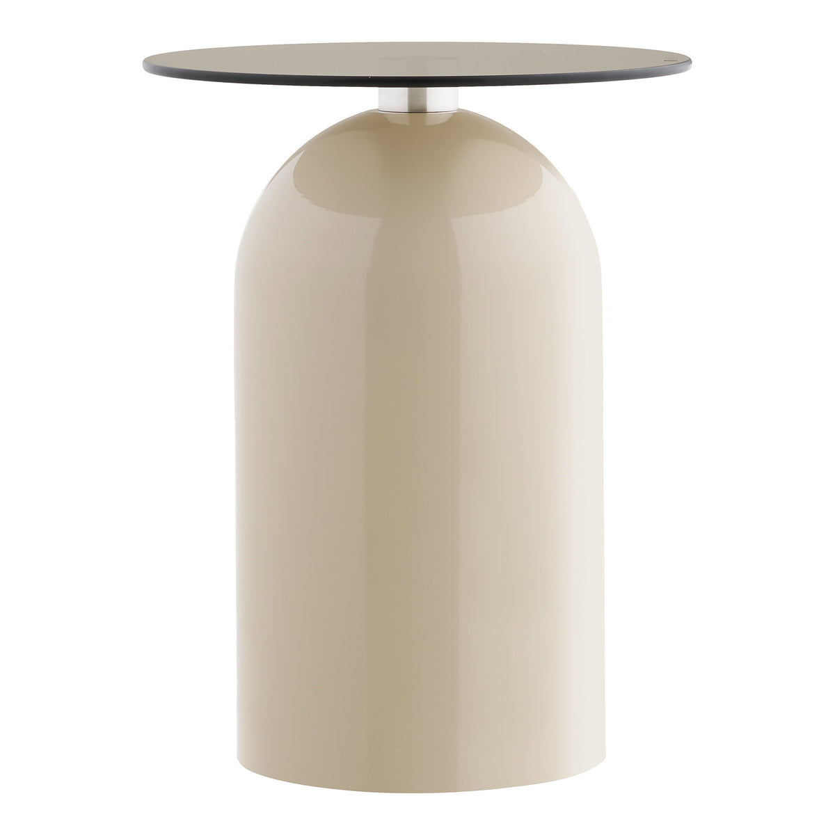 Elodie Beistelltisch rund – Sicherheitsglas/Metall Grau/Beige, ø 40 × 52 cm – Ansicht 2