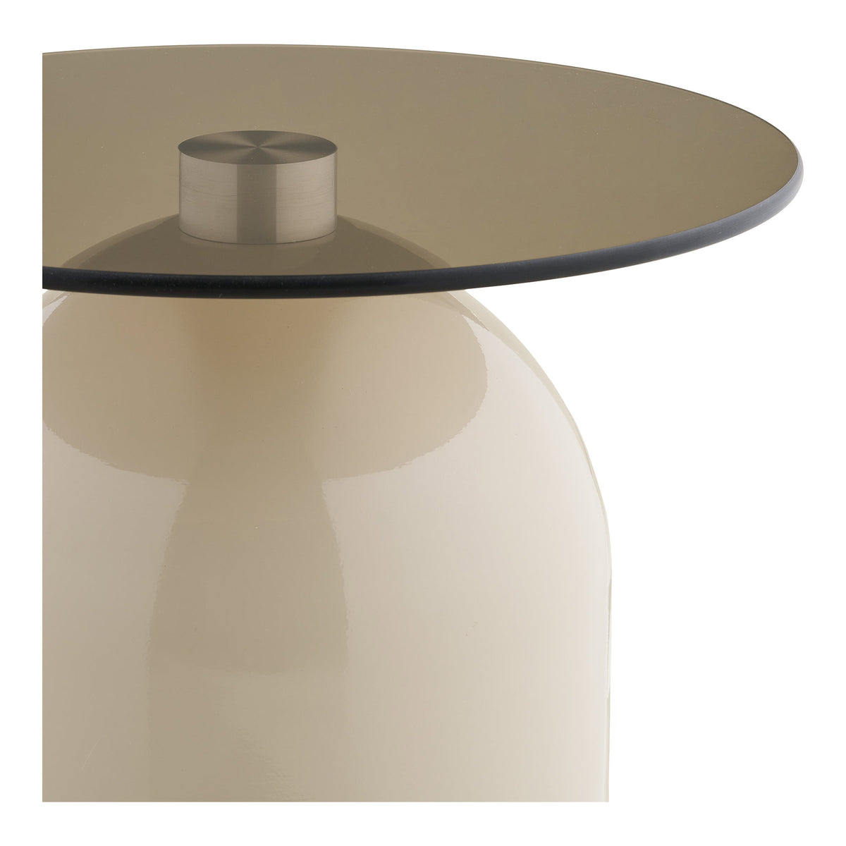 Elodie Beistelltisch rund – Sicherheitsglas/Metall Grau/Beige, ø 40 × 52 cm – Ansicht 3
