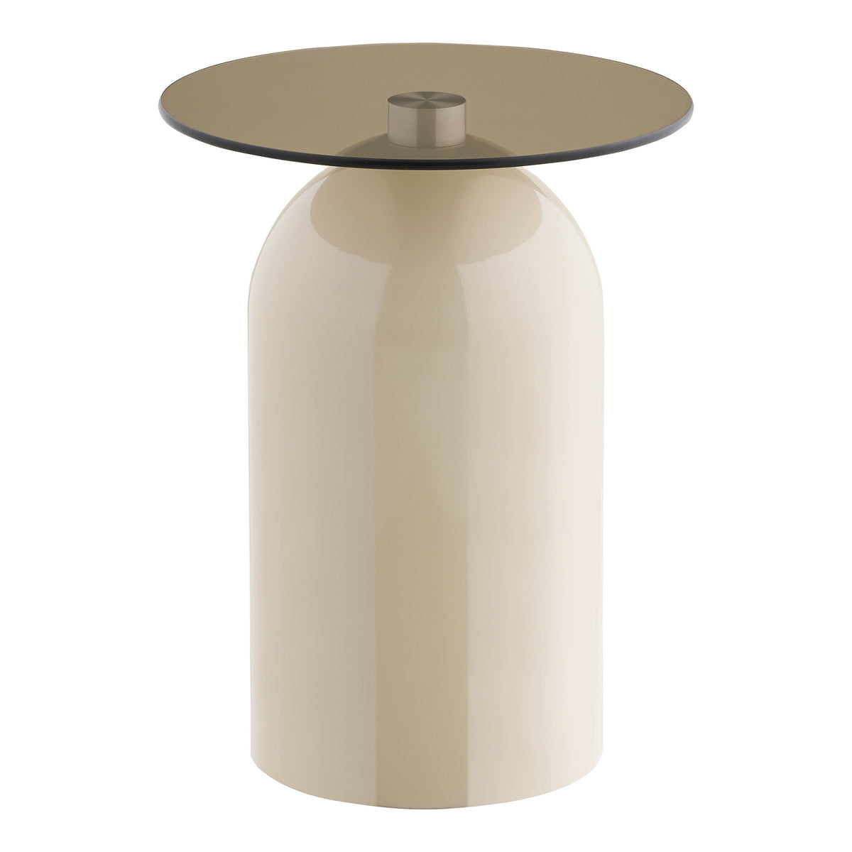Elodie Beistelltisch rund – Sicherheitsglas/Metall Grau/Beige, ø 40 × 52 cm von Luiva Living