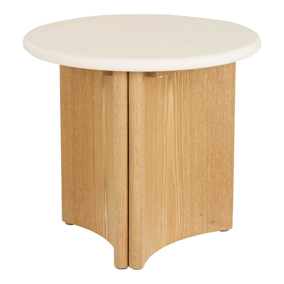 Fia Beistelltisch rund – Zement/Eschenfurnier Weiß/Natur, ø 50 × 45 cm von Luiva Living