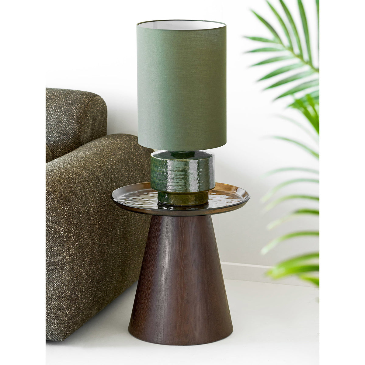 Jesper Beistelltisch rund – Eschenfurnier/Glas Braun, ø 50 × 48 cm – Ansicht 5