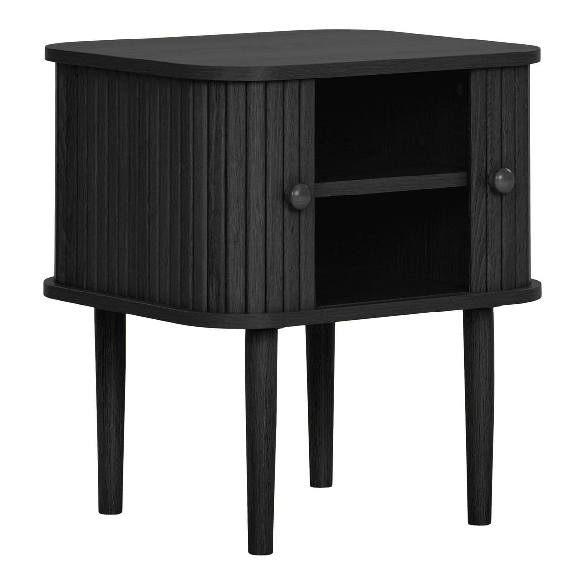 Arvid Beistelltisch mit 2 Türen – Schwarz, 45 × 40 × 50,5 cm – Ansicht 4