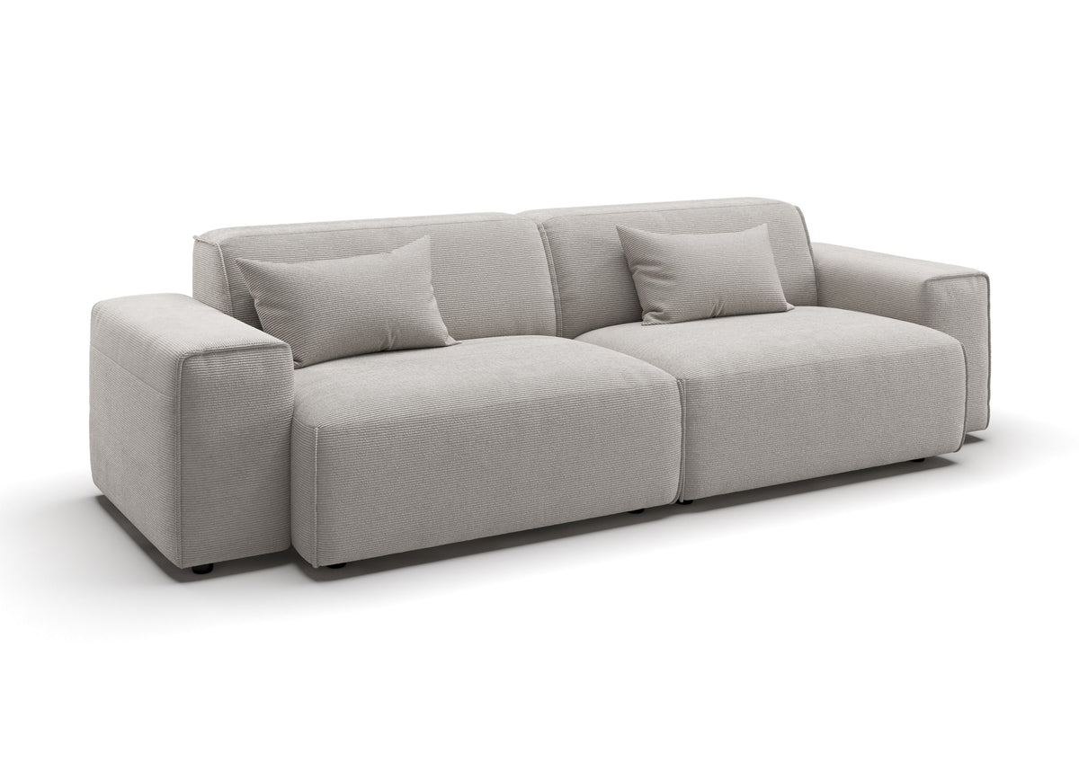 Lund 3-Sitzer-Sofa in Feincord Weiß mit Dekokissen