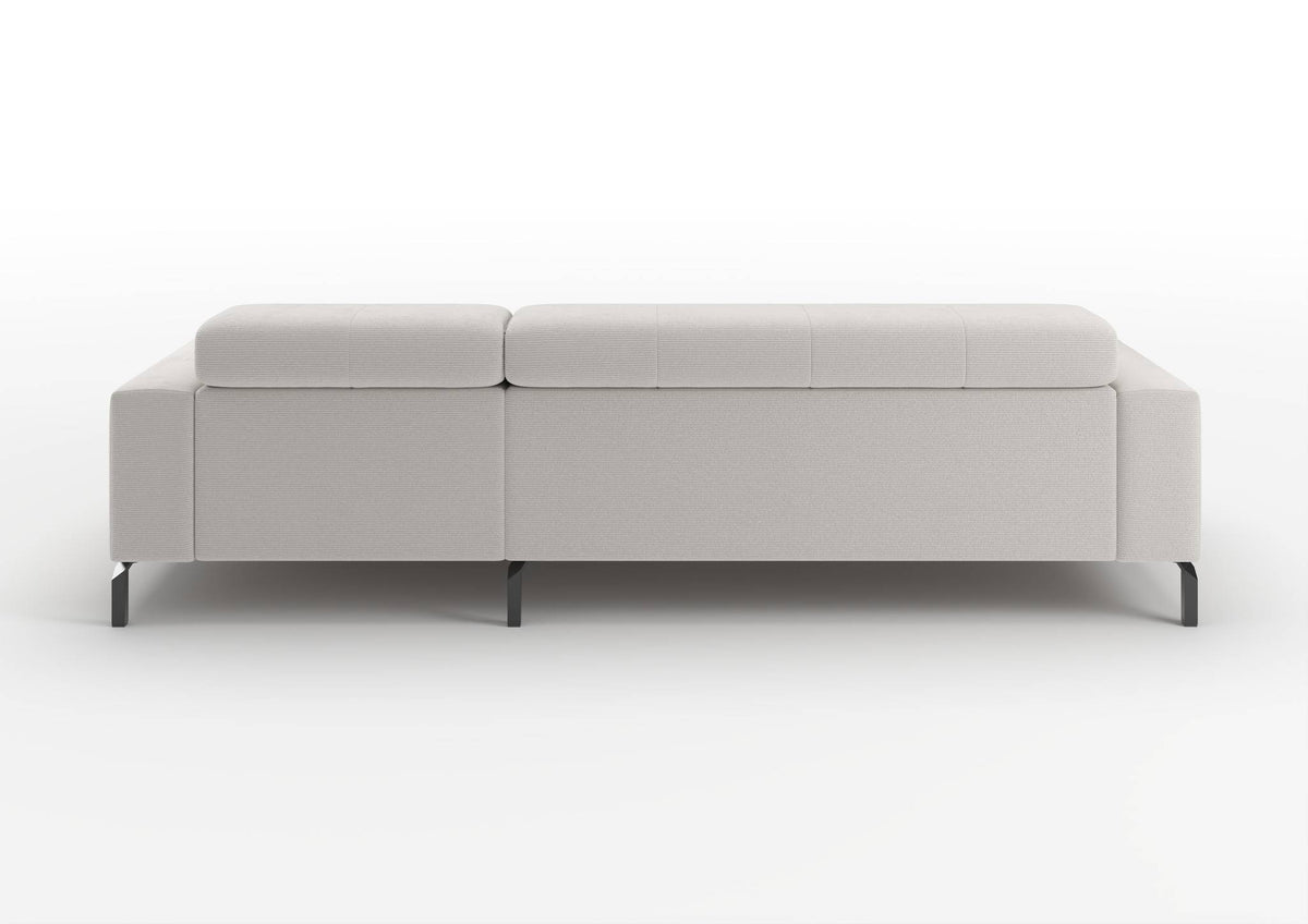 Kalmar Ecksofa mit Longchair in Feincord Weiß, Longchair rechts – Rückansicht