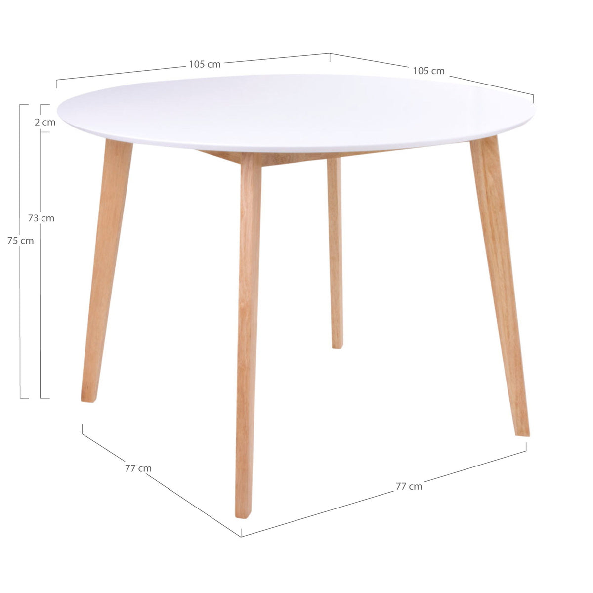 Frida Esstisch rund – Weiß/Natur, ø 105 cm – Ansicht 3