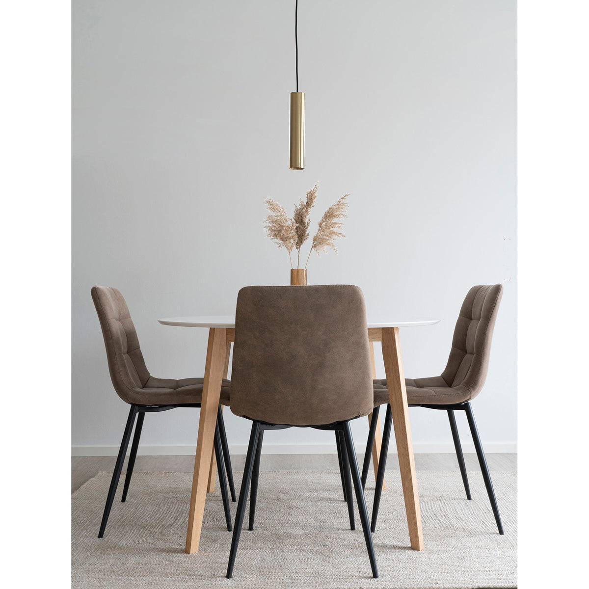 Frida Esstisch rund – Weiß/Natur, ø 105 cm – Ansicht 6