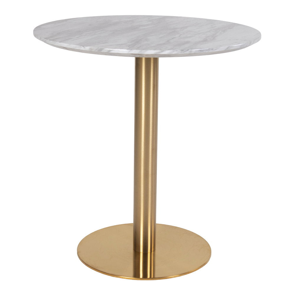 Sina Esstisch rund – Marmoroptik Weiß, Gestell Messingoptik, ø 70 cm von Luiva Living