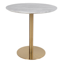 Sina Esstisch rund – Marmoroptik Weiß, Gestell Messingoptik, ø 90 cm von Luiva Living