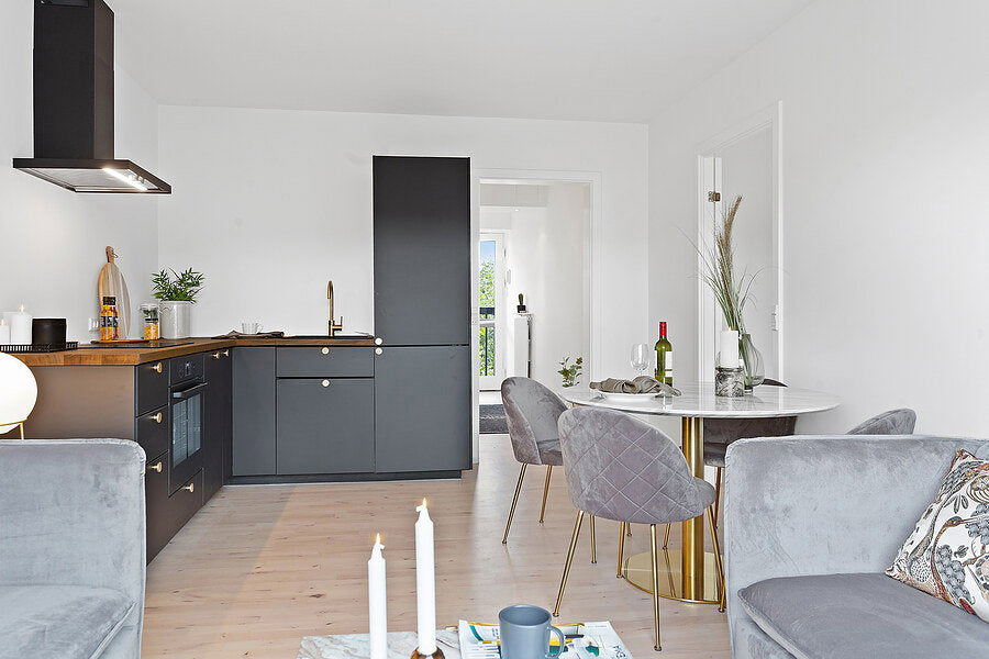 Sina Esstisch rund – Marmoroptik Weiß, Gestell Messing, ø 110 cm – Ansicht 8
