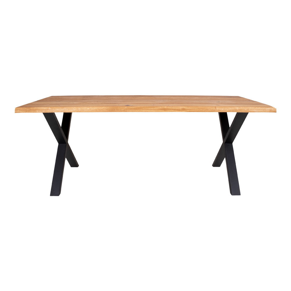Tina Esstisch mit Wellenkante, erweiterbar – Eiche Natur, 200 × 95 cm – Ansicht 2