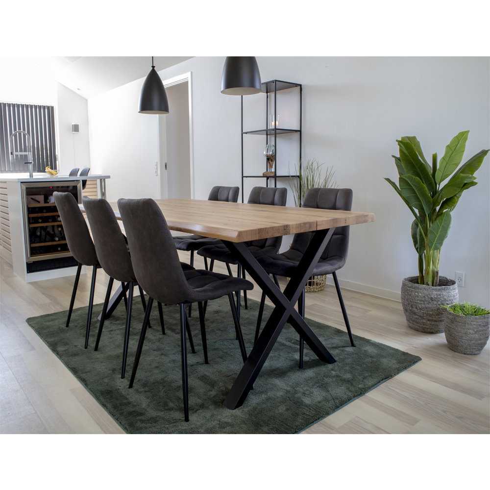 Tina Esstisch mit Wellenkante, erweiterbar – Eiche Natur, 200 × 95 cm – Ansicht 8
