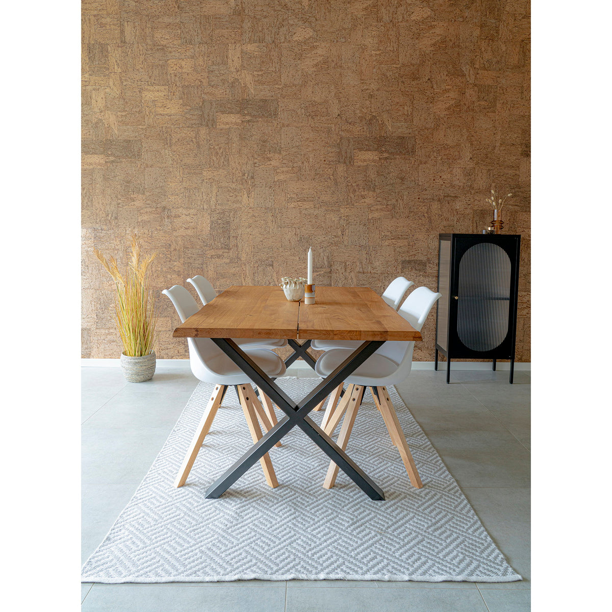 Tina Esstisch mit Wellenkante, erweiterbar – Eiche Natur, 200 × 95 cm – Ansicht 9