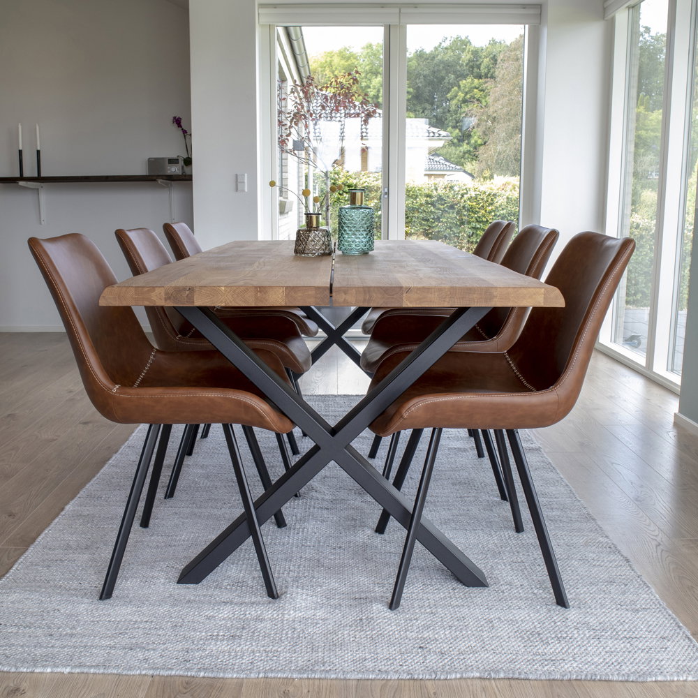 Tina Esstisch mit Wellenkante, erweiterbar – Eiche Natur, 200 × 95 cm – Ansicht 10