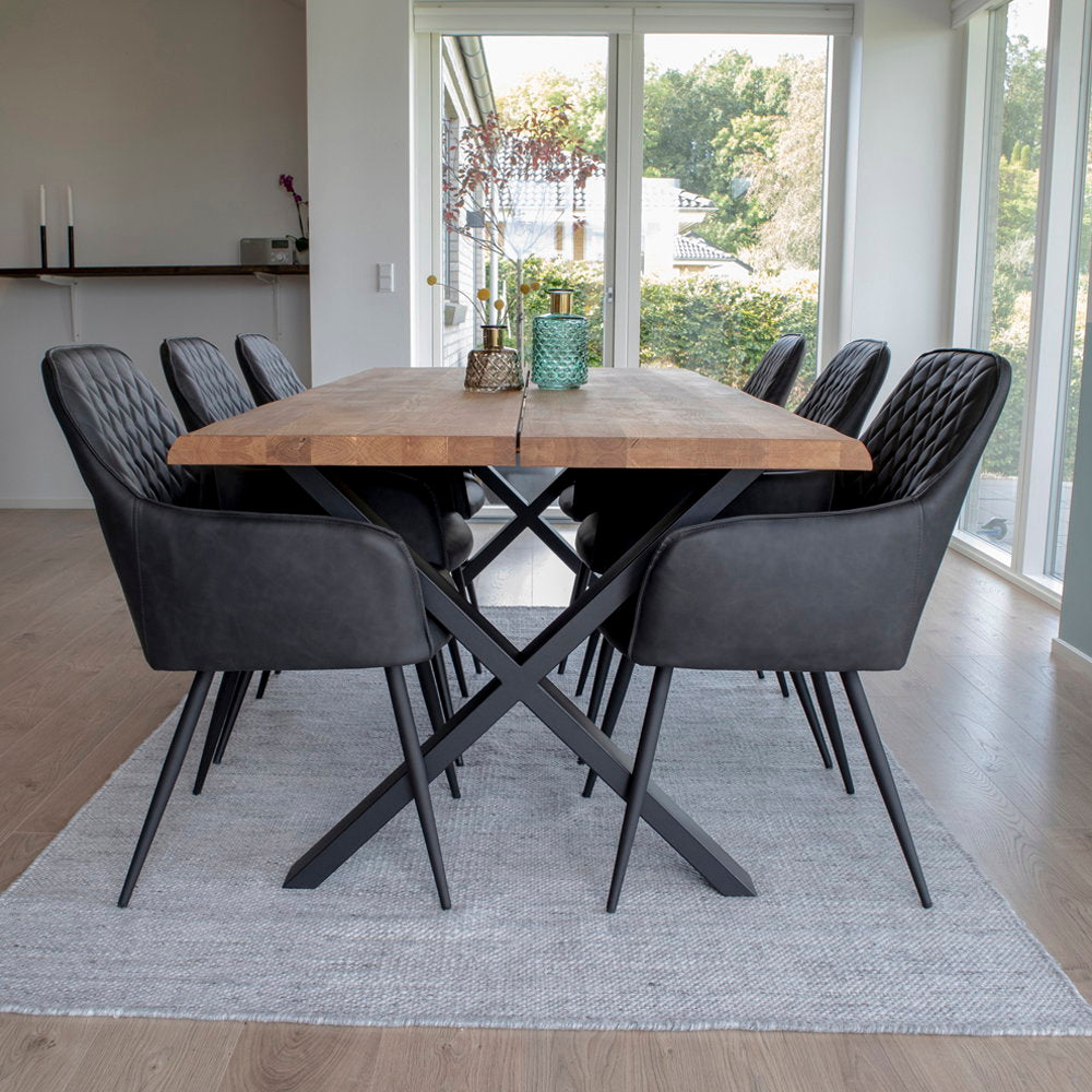 Tina Esstisch mit Wellenkante, erweiterbar – Eiche Natur, 200 × 95 cm – Ansicht 12