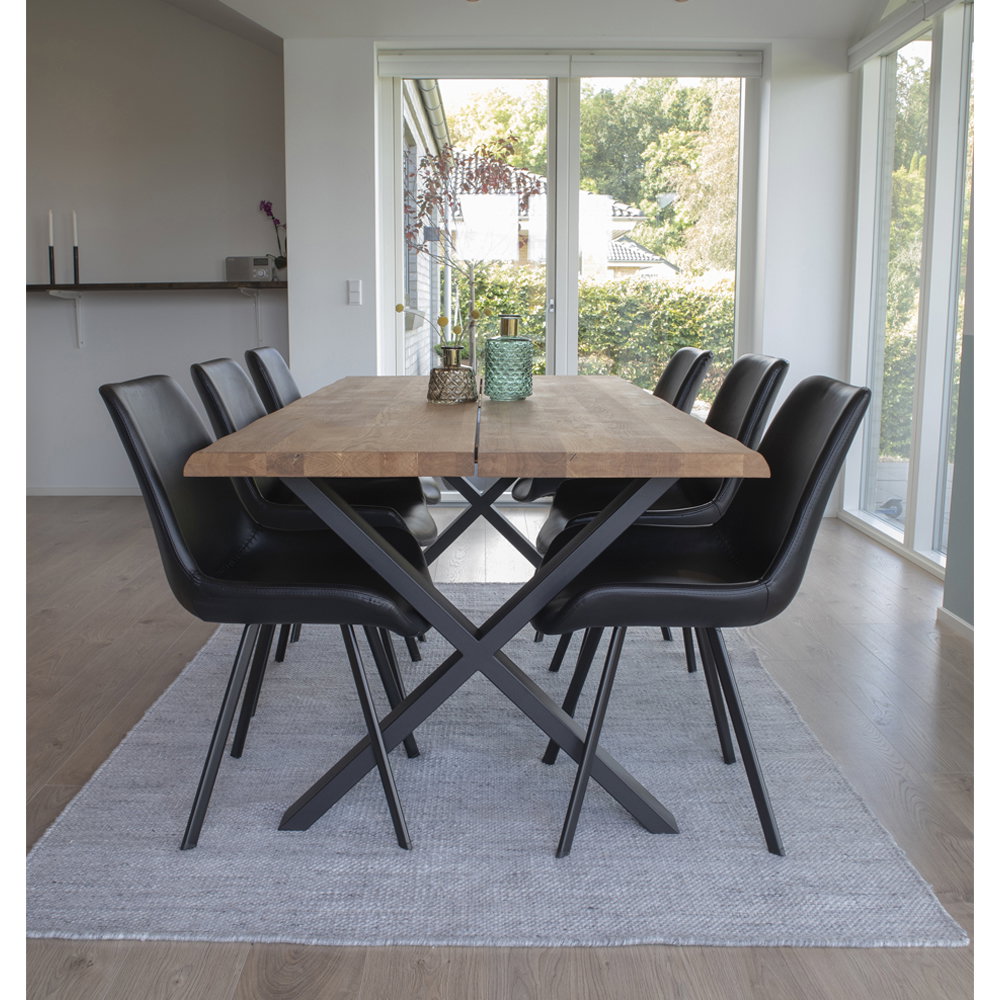 Tina Esstisch mit Wellenkante, erweiterbar – Eiche Natur, 200 × 95 cm – Ansicht 14