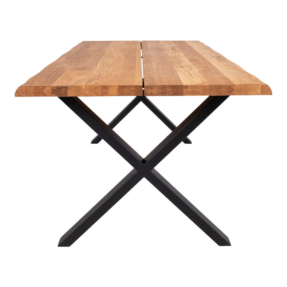 Tina Esstisch mit Wellenkante, erweiterbar – Eiche Natur, 200 × 95 cm – Ansicht 3