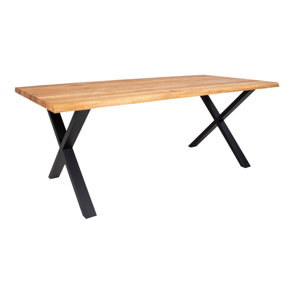 Tina Esstisch mit Wellenkante, erweiterbar – Eiche Natur, 200 × 95 cm von Luiva Living