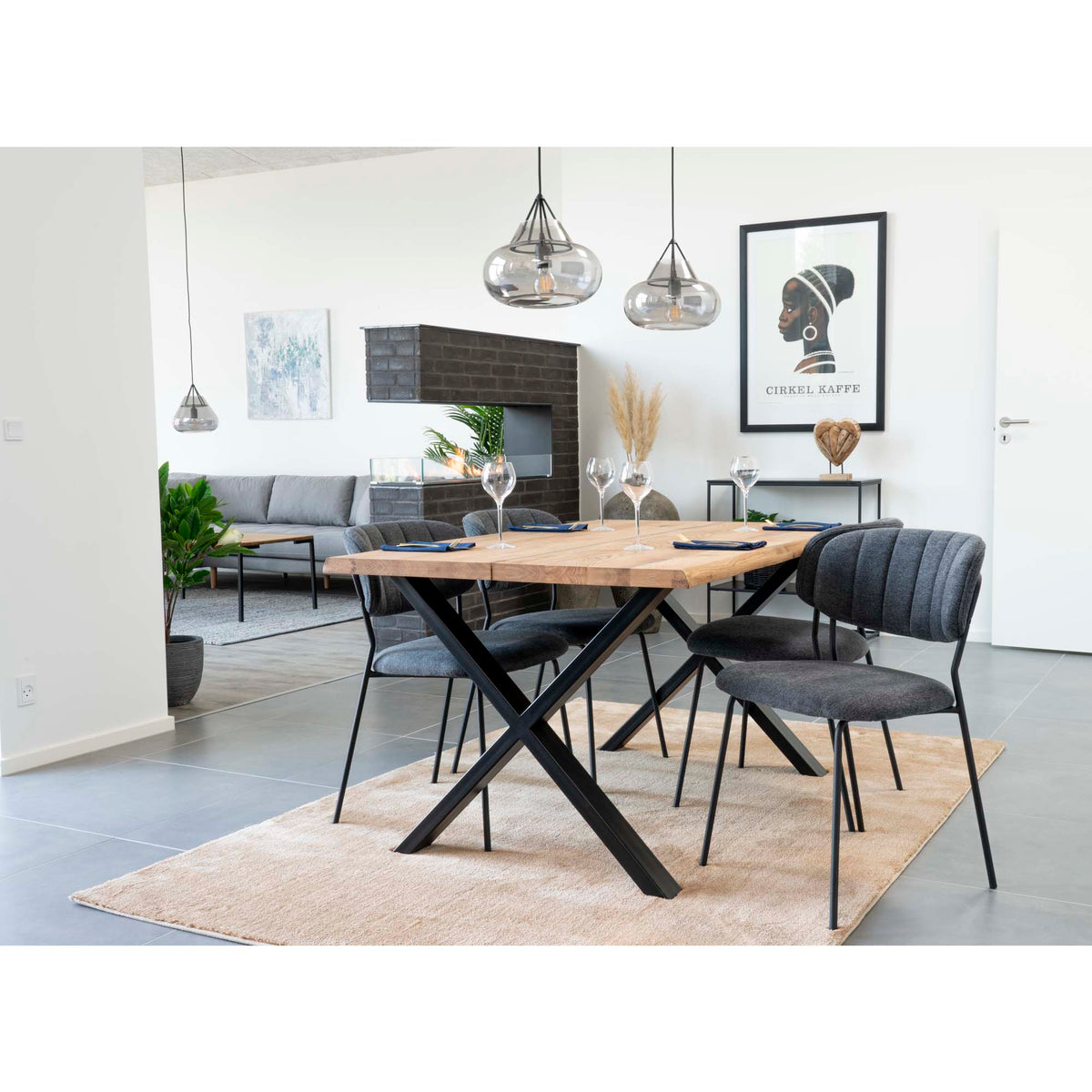 Tina Esstisch mit Wellenkante, erweiterbar – Eiche Natur, 140 × 95 cm – Ansicht 4