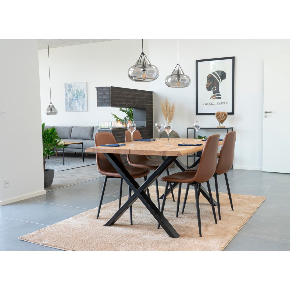 Tina Esstisch mit Wellenkante, erweiterbar – Eiche Natur, 140 × 95 cm – Ansicht 5
