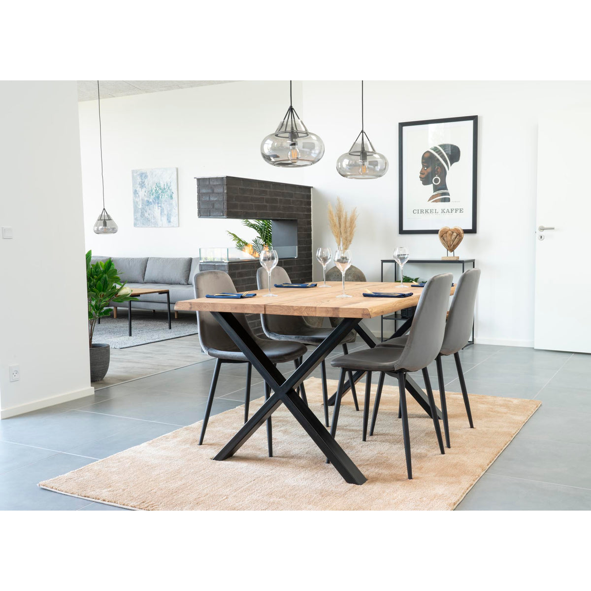 Tina Esstisch mit Wellenkante, erweiterbar – Eiche Natur, 140 × 95 cm – Ansicht 6