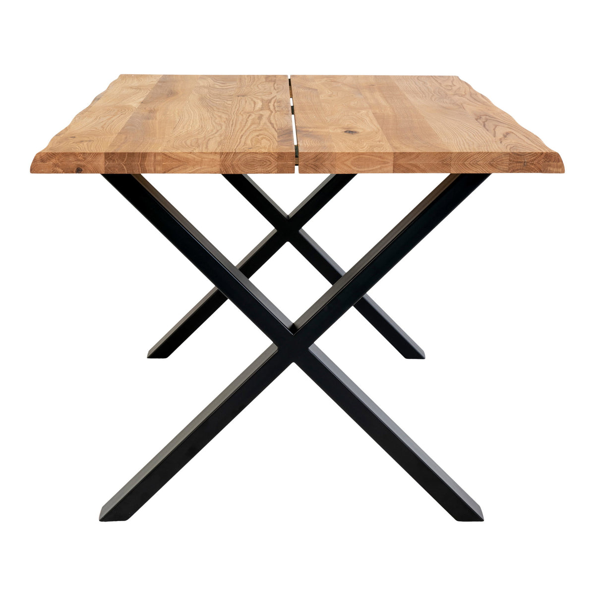 Tina Esstisch mit Wellenkante, erweiterbar – Eiche Natur, 140 × 95 cm – Ansicht 3