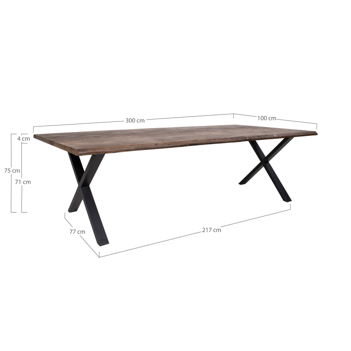 Tina Esstisch mit Wellenkante, erweiterbar – Eiche geräuchert, 300 × 100 cm – Ansicht 4