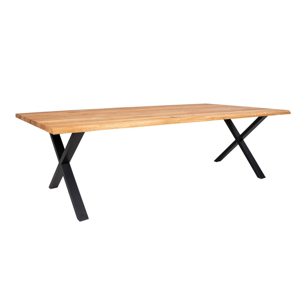 Tina Esstisch mit Wellenkante, erweiterbar – Eiche Natur, 300 × 100 cm von Luiva Living