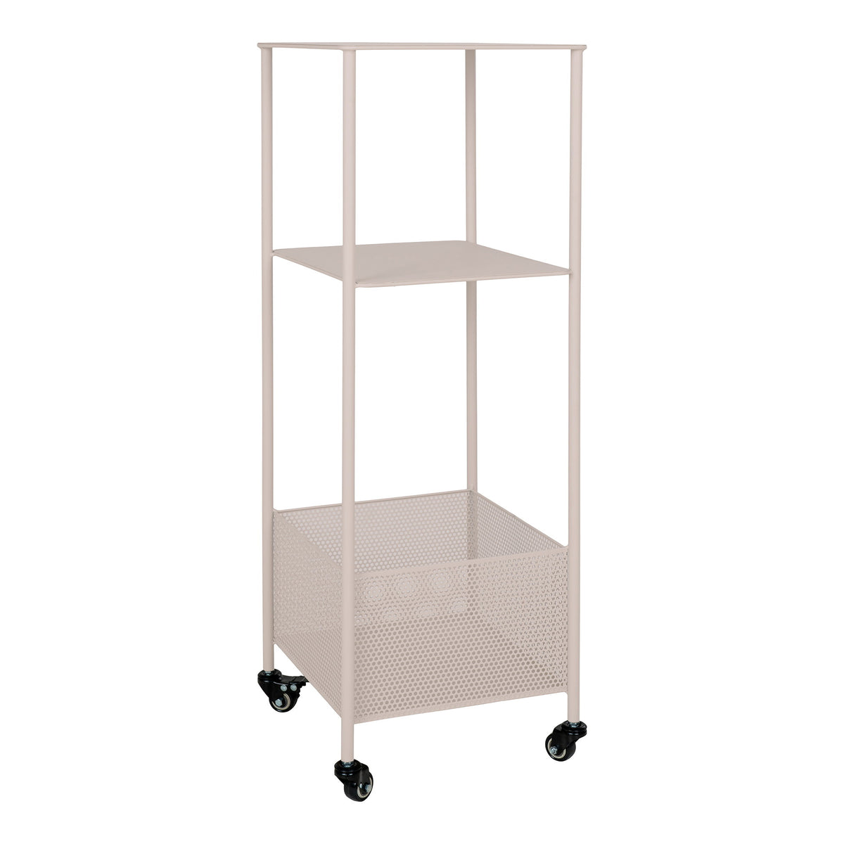 Fredrik Rollwagen mit 3 Ablagen – Stahl Sand, 35 × 35 × 100 cm von Luiva Living
