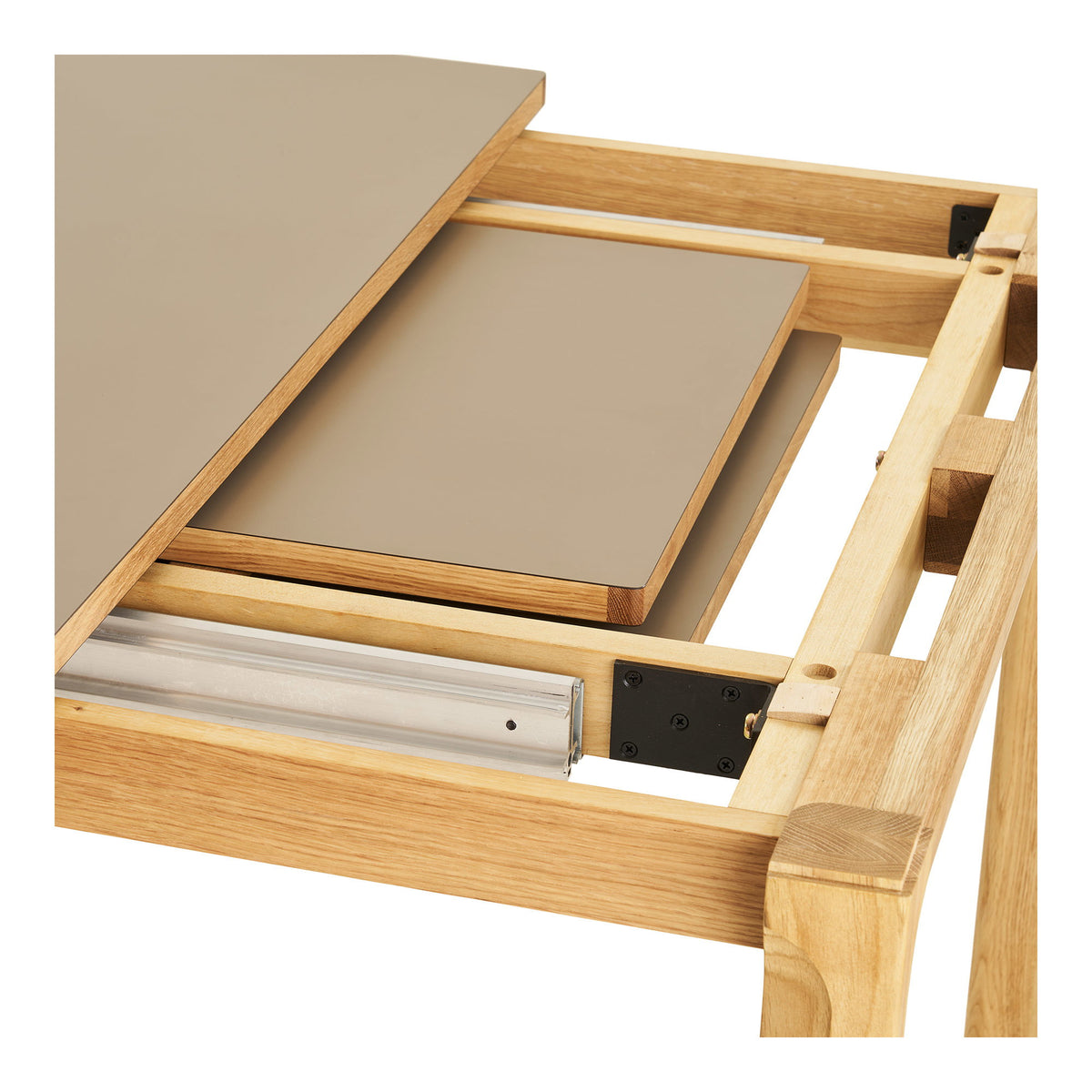 Celine Esstisch, ausziehbar – Eiche/HPL Natur/Dunkelsand, 220–320 × 100 cm – Ansicht 7