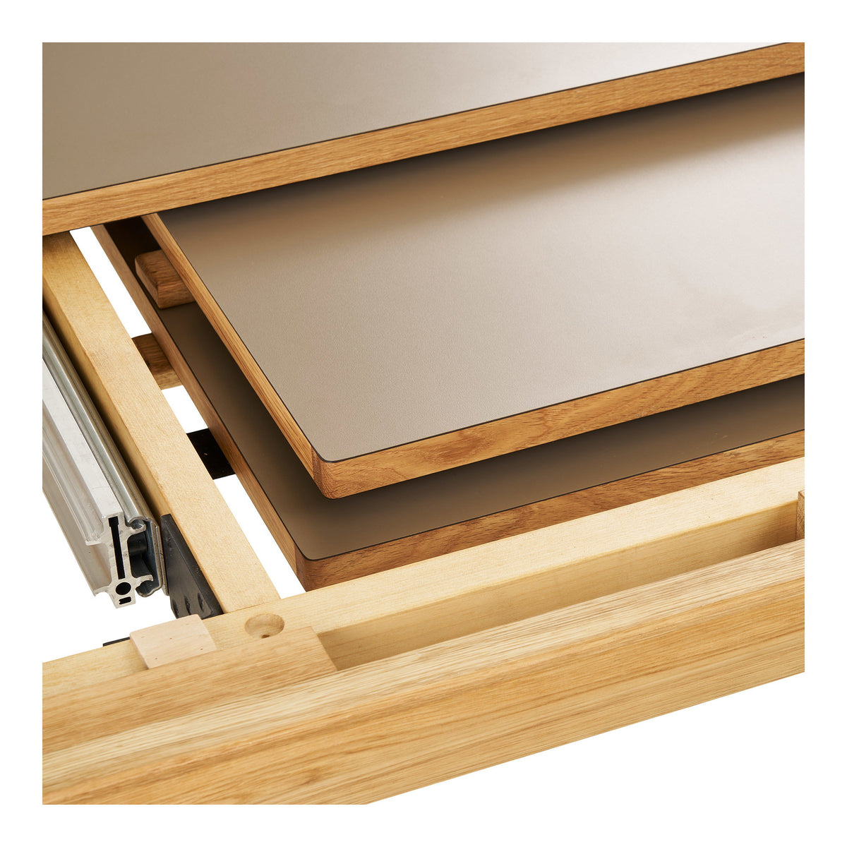 Celine Esstisch, ausziehbar – Eiche/HPL Natur/Dunkelsand, 220–320 × 100 cm – Ansicht 8