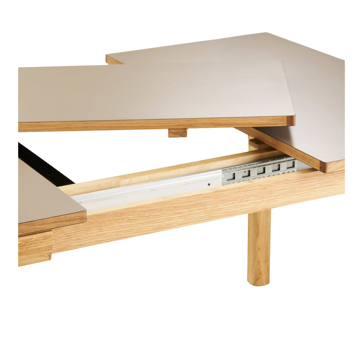 Celine Esstisch, ausziehbar – Eiche/HPL Natur/Dunkelsand, 220–320 × 100 cm – Ansicht 9