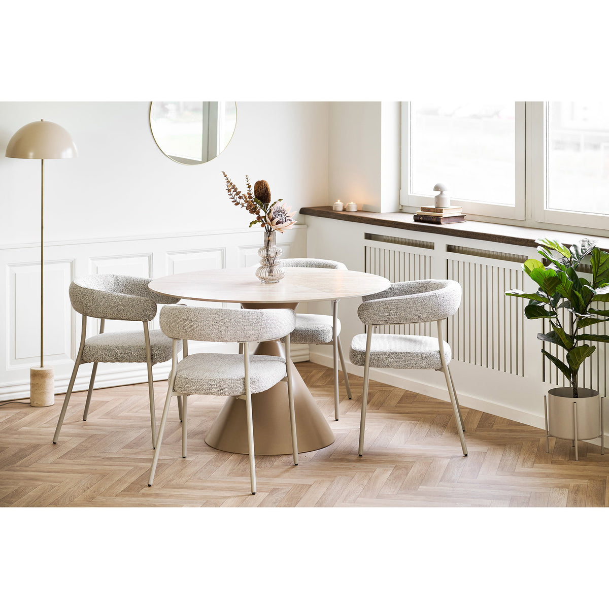 Vanja Esstisch rund – Keramik Travertin, Gestell Sand, ø 120 cm – Ansicht 7