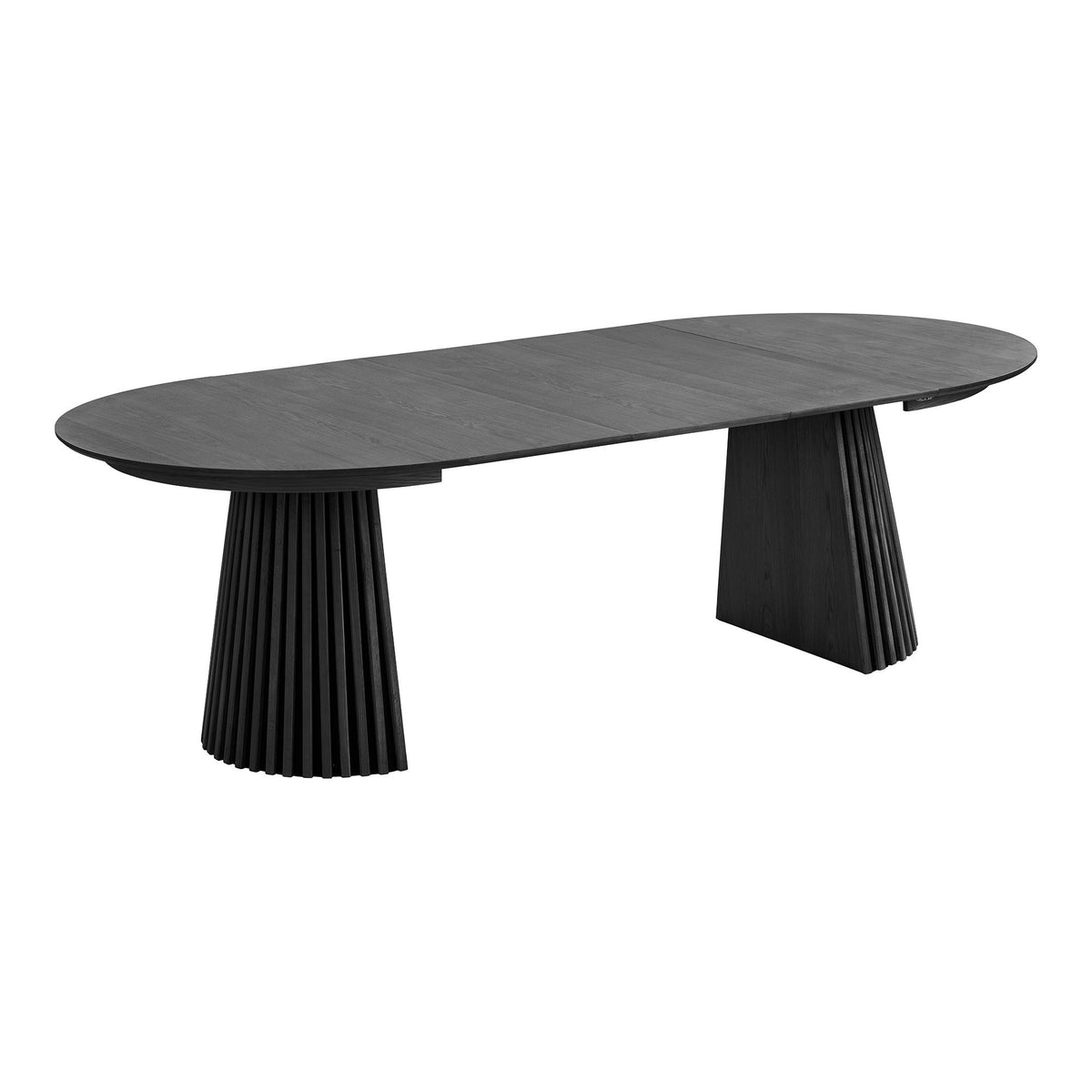 Isla Esstisch rund, ausziehbar – Eichenfurnier Schwarz, ø 120 cm, bis 240 cm von Luiva Living