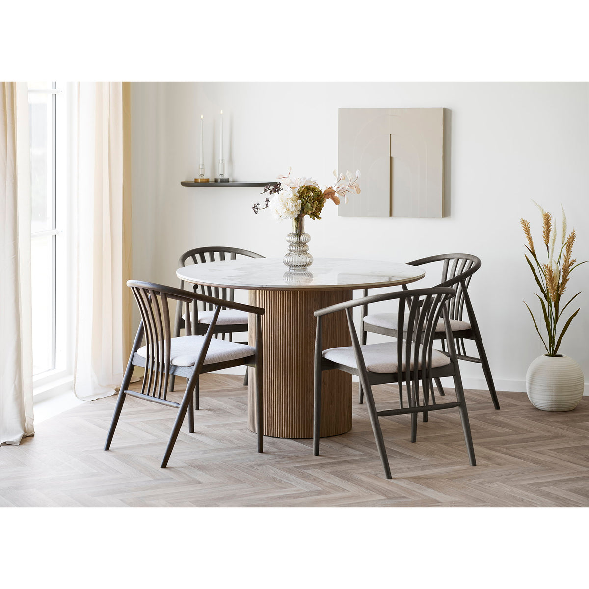 Eila Esstisch rund – Keramik Weiß/Braun, ø 120 cm – Ansicht 6